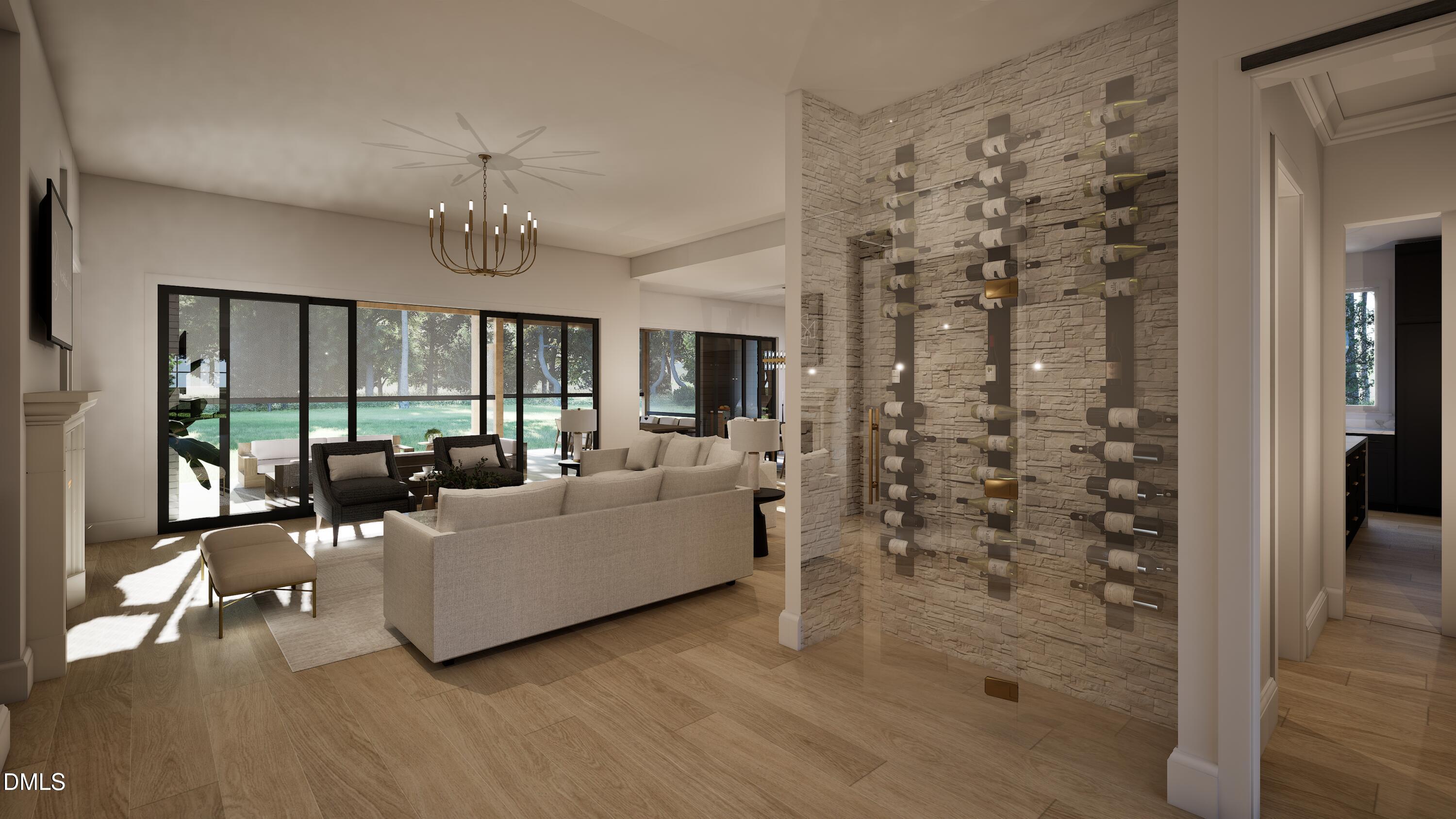 3028 Mt Vernon Church Road Raleigh, NC 27613 - Photo 15 of 48 a living room with furniture and a chandelier