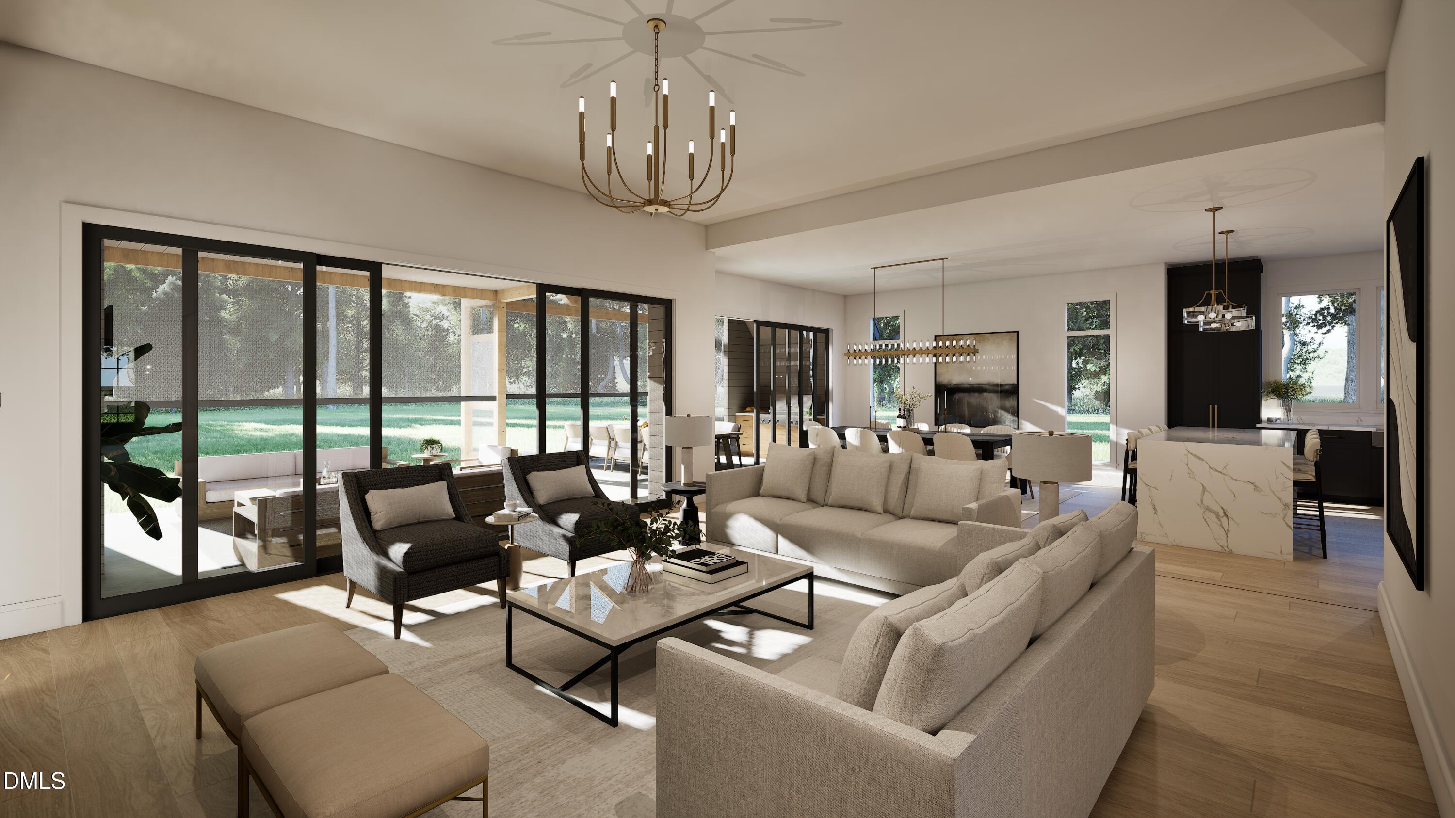 3028 Mt Vernon Church Road Raleigh, NC 27613 - Photo 18 of 48 a living room with furniture and a chandelier