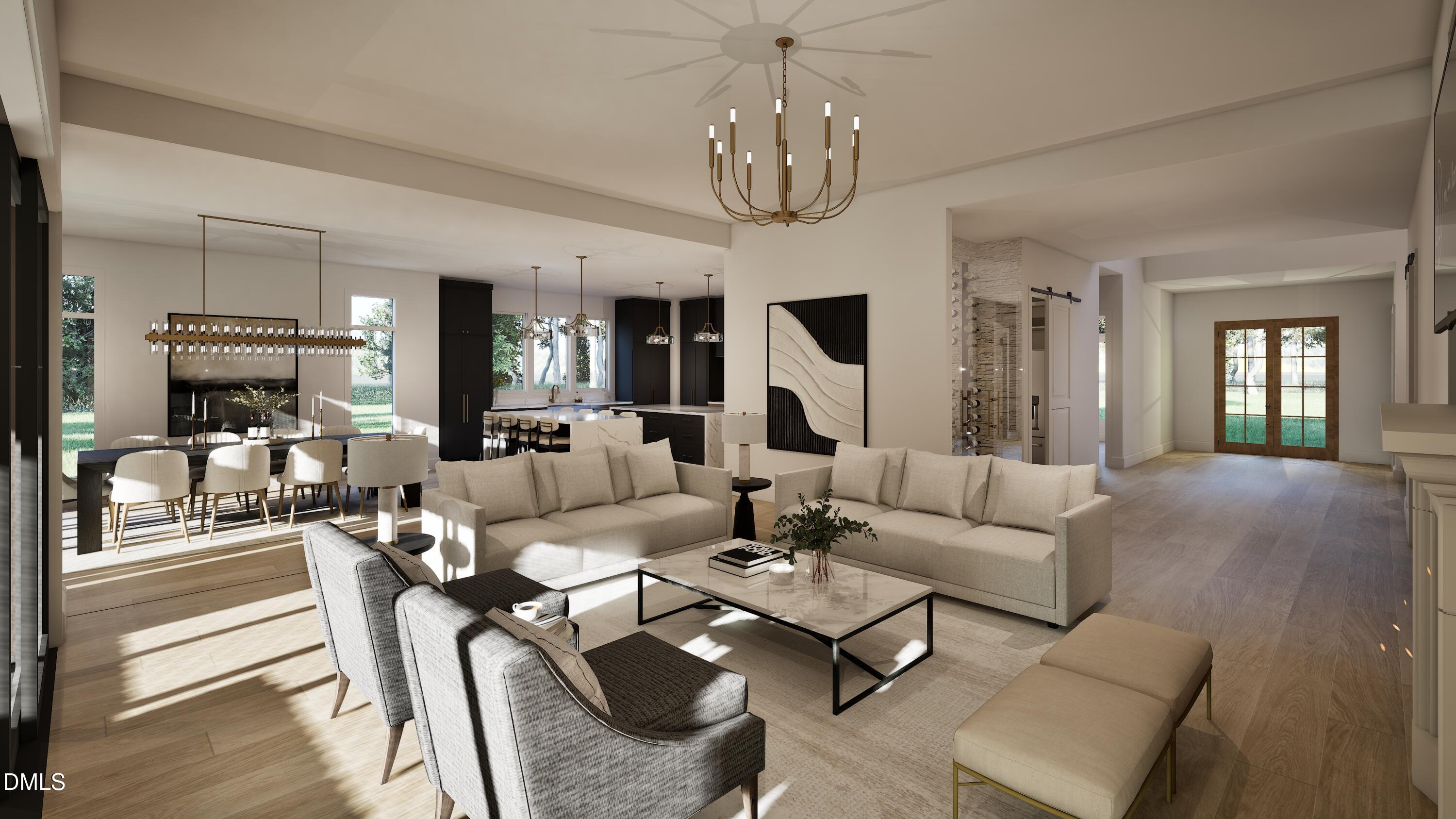 3028 Mt Vernon Church Road Raleigh, NC 27613 - Photo 19 of 48 a living room with furniture chandelier and a table