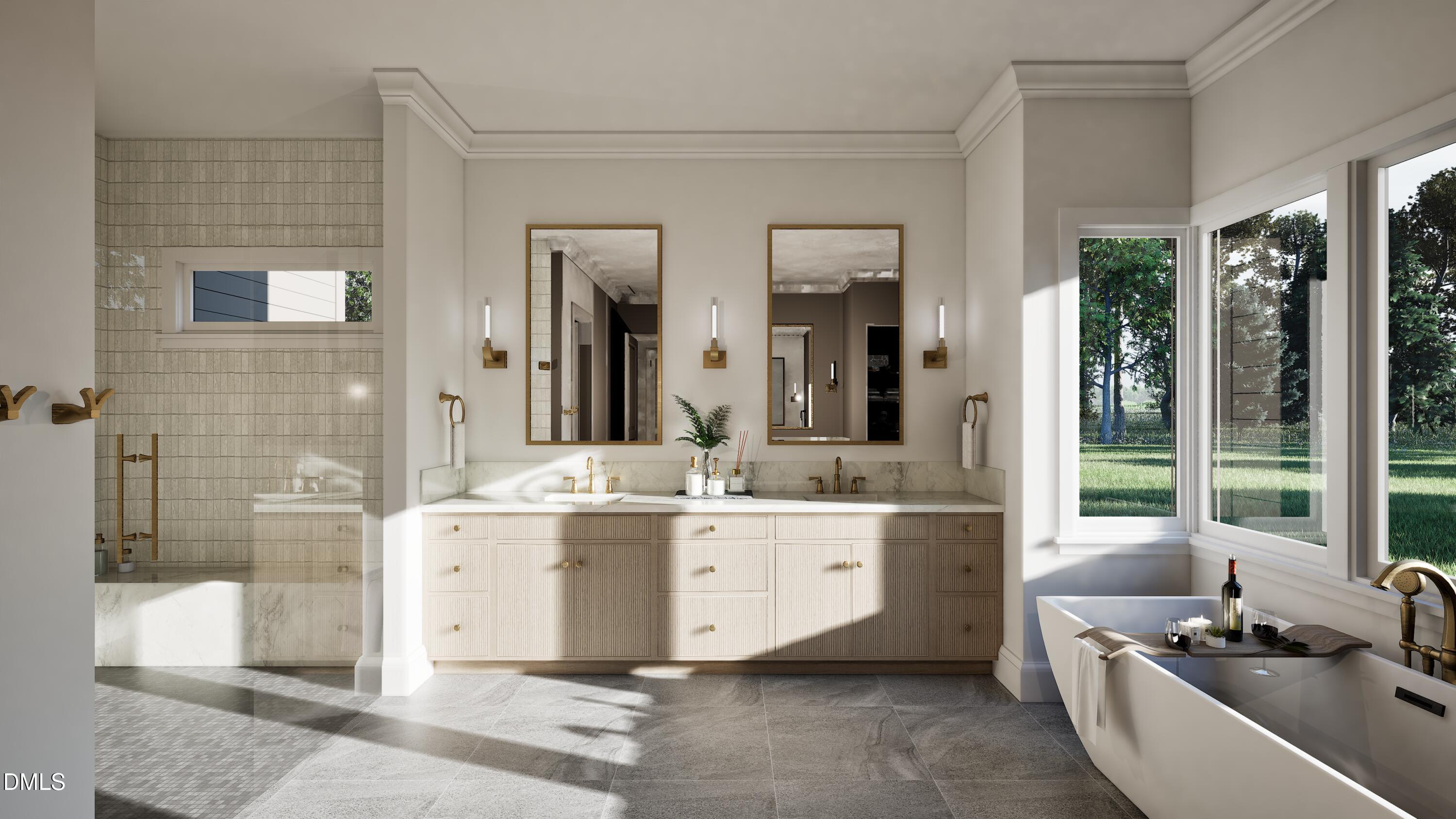 3028 Mt Vernon Church Road Raleigh, NC 27613 - Photo 29 of 48 a spacious bathroom with a granite countertop tub sink and mirror