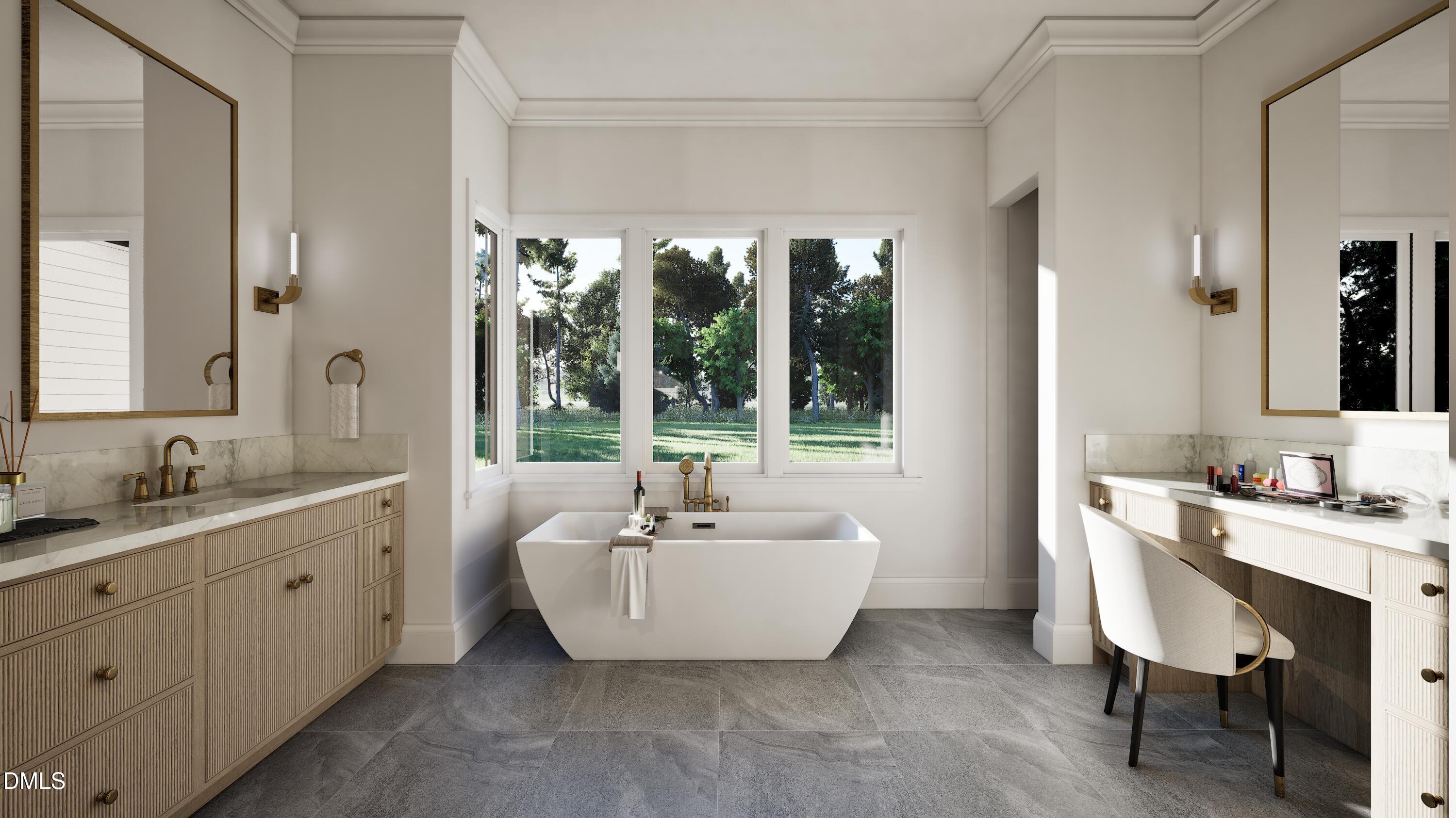 3028 Mt Vernon Church Road Raleigh, NC 27613 - Photo 30 of 48 a spacious bathroom with 2 sink tub and a mirror