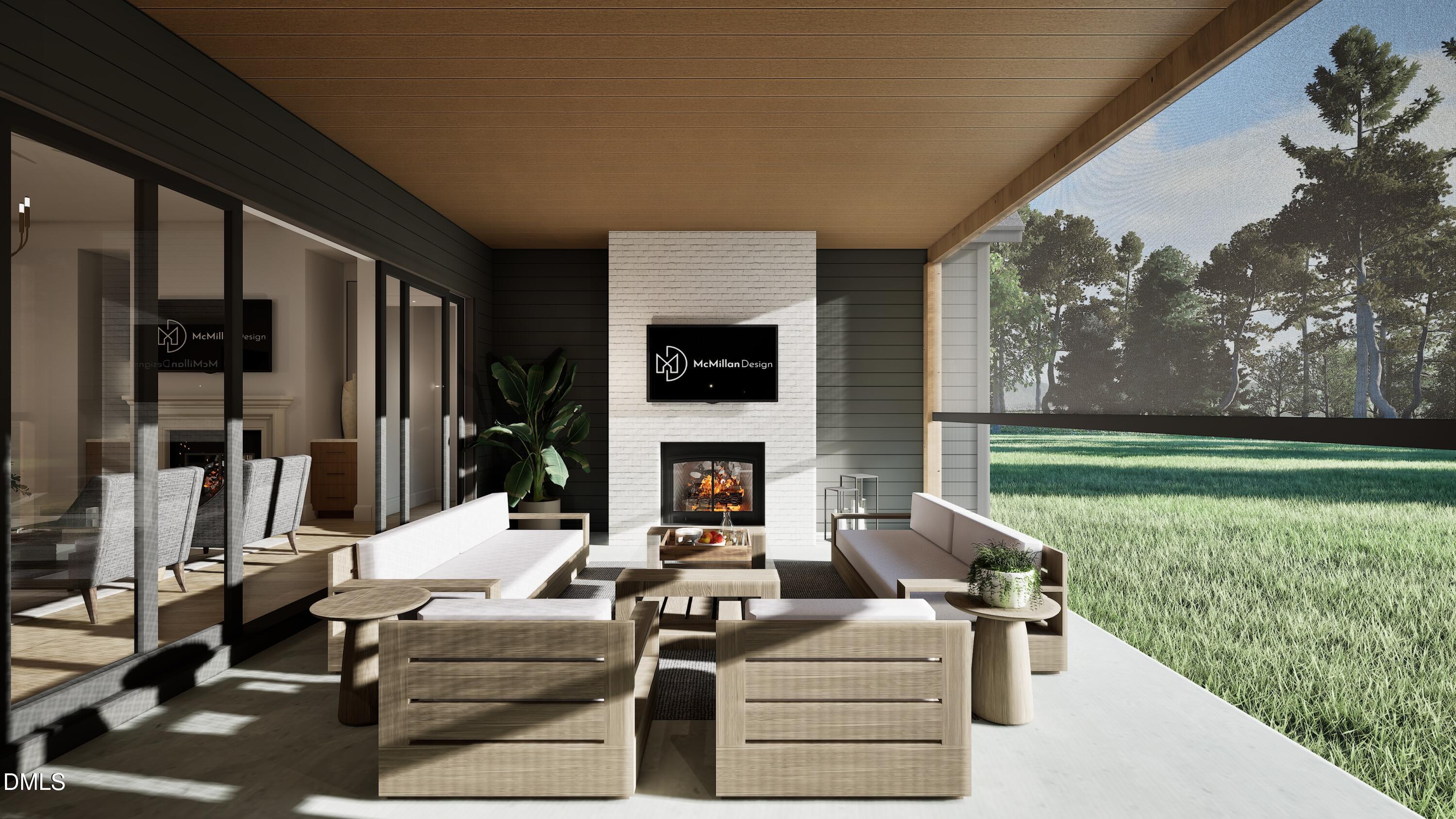 3028 Mt Vernon Church Road Raleigh, NC 27613 - Photo 41 of 48 a living room with fireplace furniture and a garden