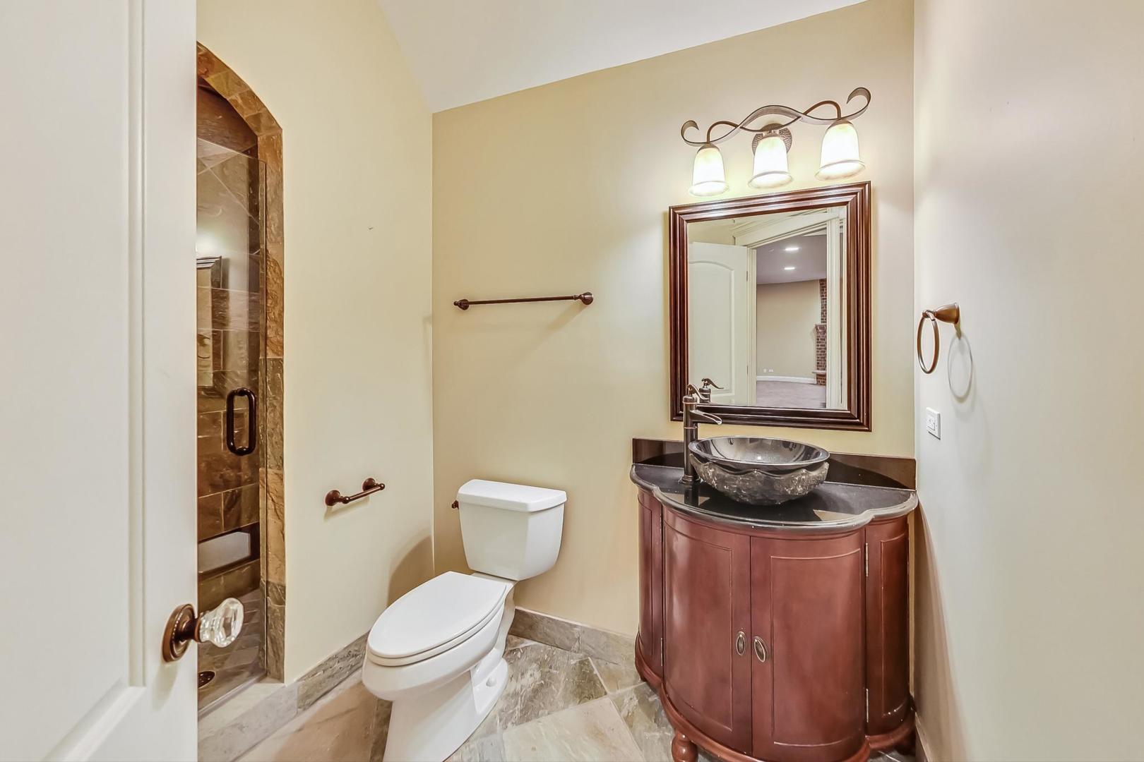 136 Fuller Road Hinsdale, IL 60521 - Photo 45 of 53 a bathroom with a toilet a sink and mirror