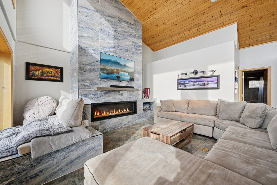 1499 Sheep Ridge Road Fairplay, CO 80440 - Photo 7 of 40 a living room with furniture and a fireplace