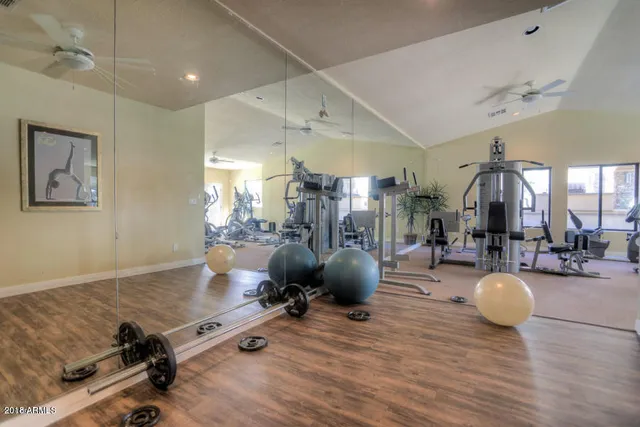 a view of a room with gym equipment