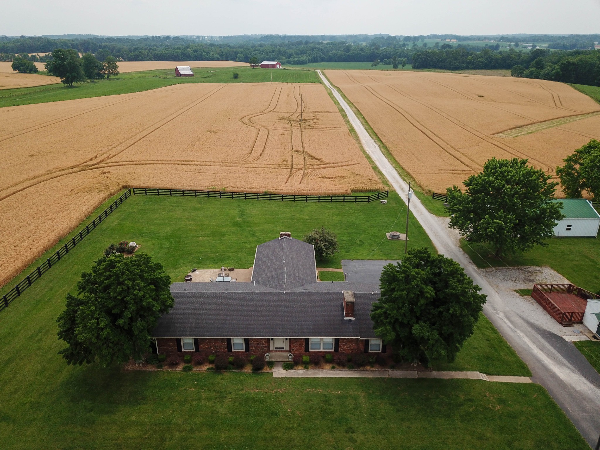 an aerial view of a house