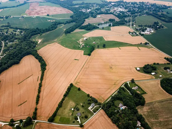 an aerial view of a house