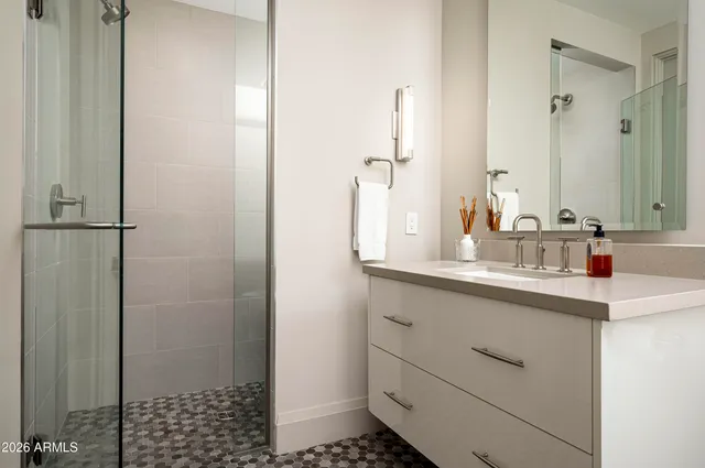 a city street lined with tall buildings