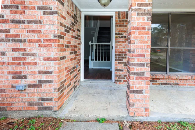 a view of a brick building