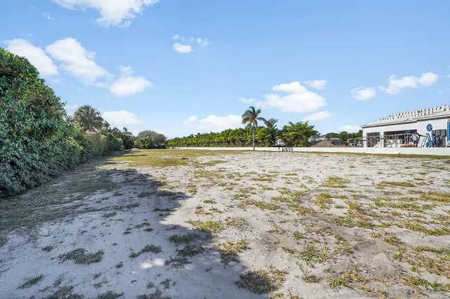 a view of a yard and a mountain
