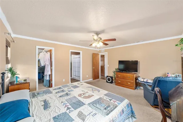 a bedroom with furniture and a window