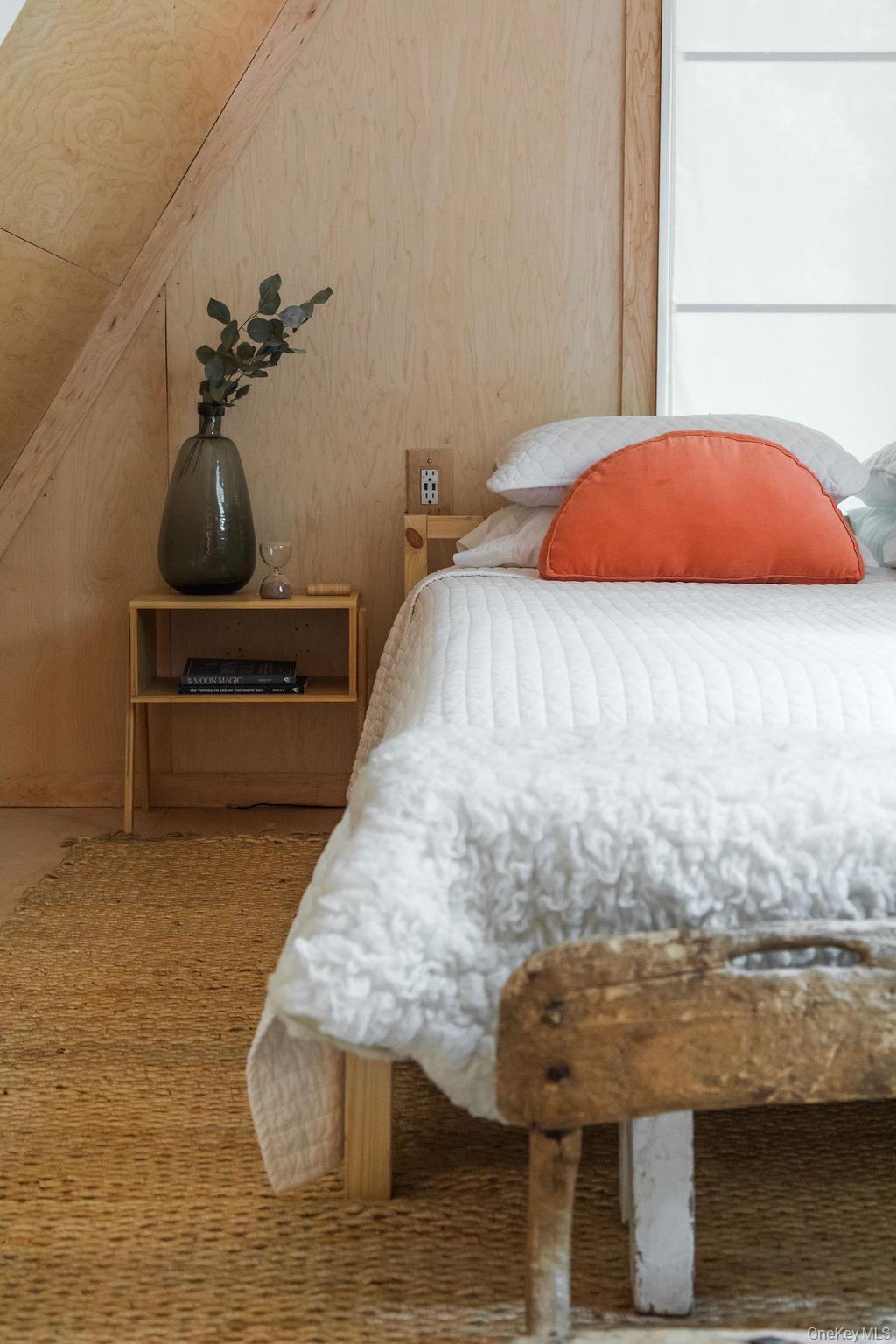 161 Pine Hill Road Shandaken, NY 12410 - Photo 22 of 39 Primary Bedroom with wood walls and vaulted ceiling