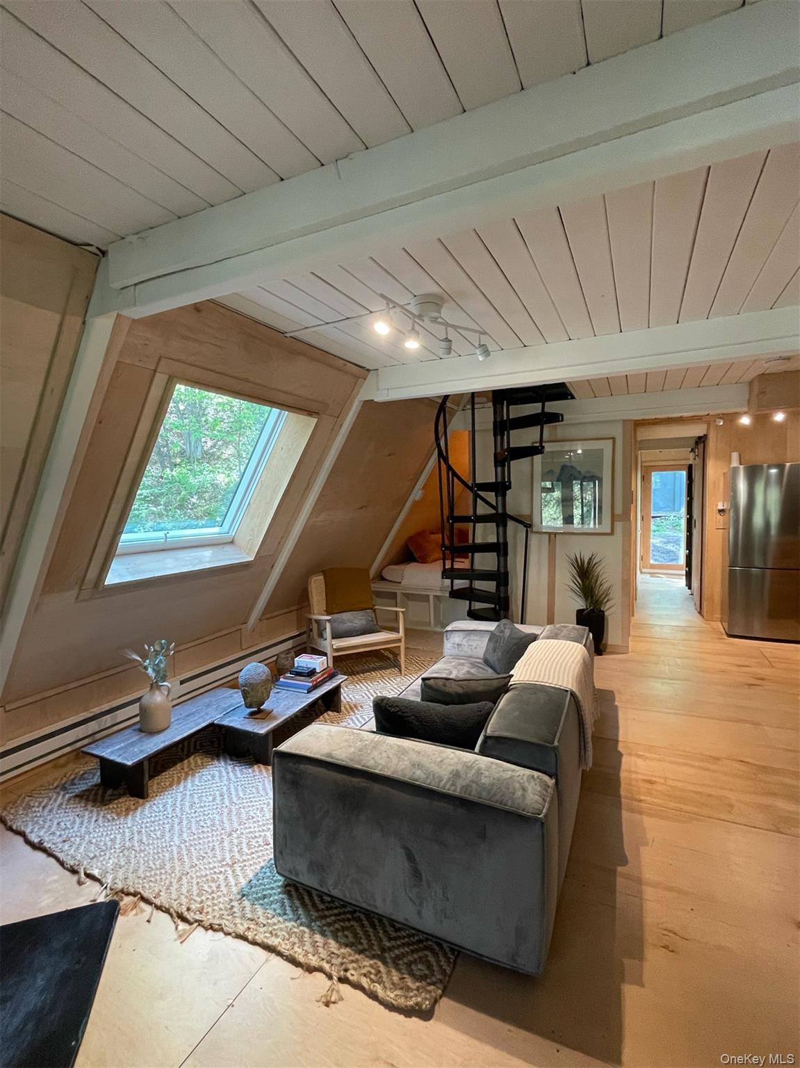 161 Pine Hill Road Shandaken, NY 12410 - Photo 7 of 39 Living area with a skylight, plenty of natural light, baseboard heating, and wooden ceiling