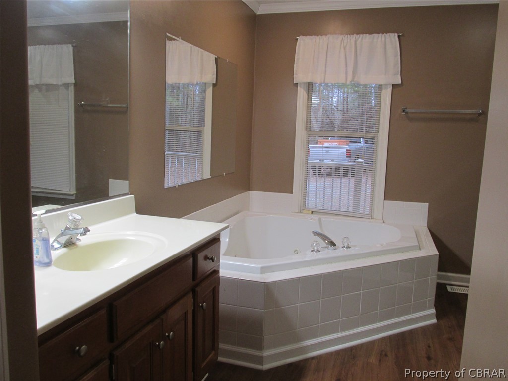 669 Croxtons Road Jamaica, VA 23079 - Photo 26 of 33 The master bath has a jetted tub to relax those tired muscles and lovely vanity.