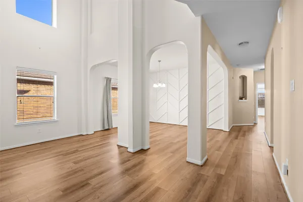 a view of livingroom with wooden floor