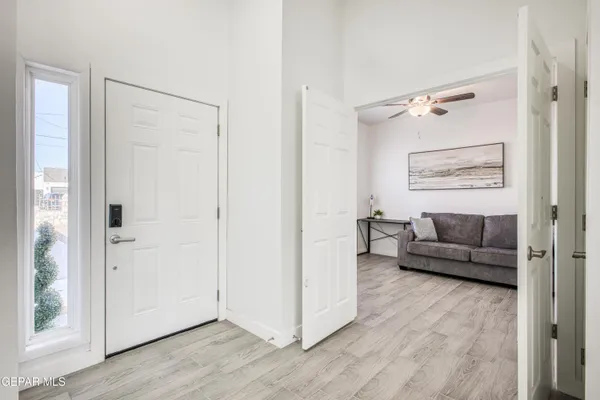 a view of an empty walk in closet