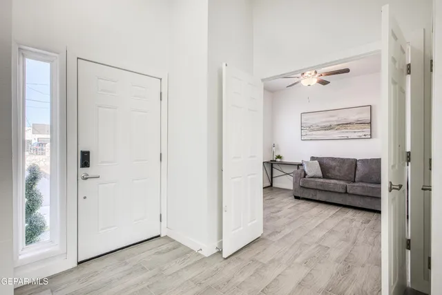 a view of an empty walk in closet