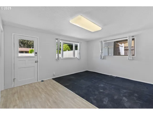 a view of an empty room with a closet