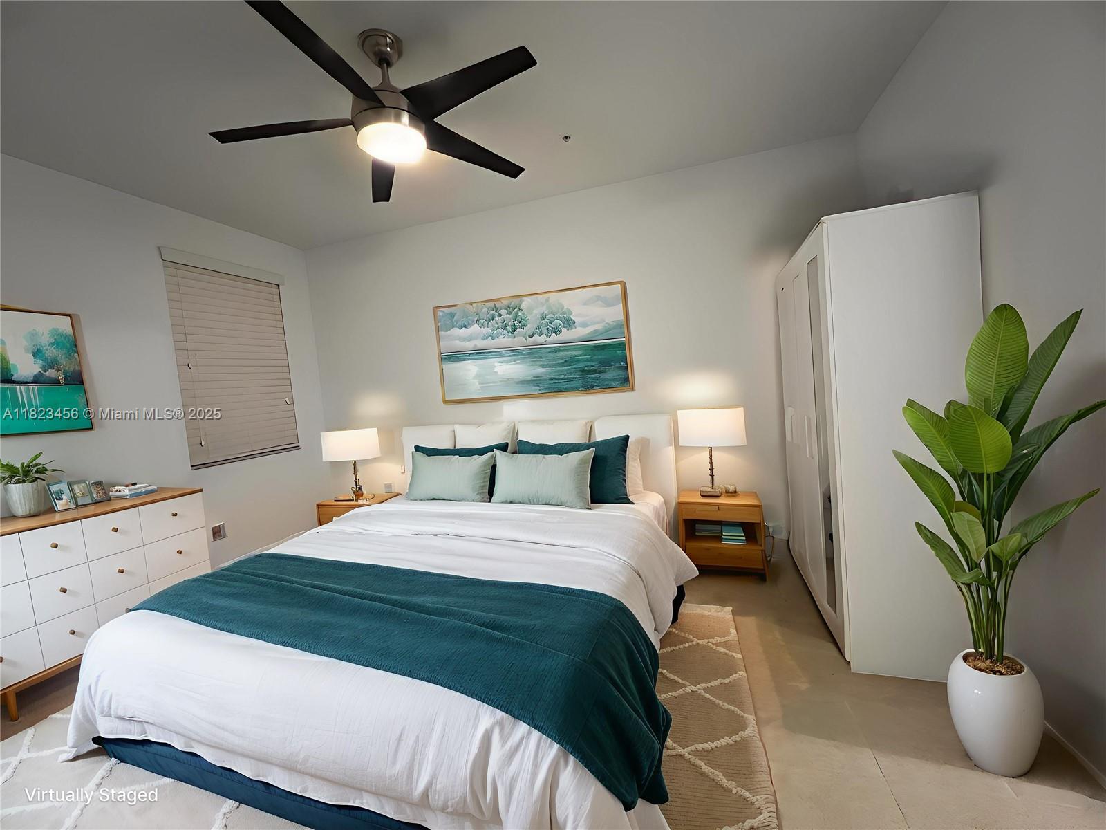 14745 Southwest 9th Street, Unit 3109 Pembroke Pines, FL 33027 - Photo 8 of 27 a bedroom with a bed and a potted plant