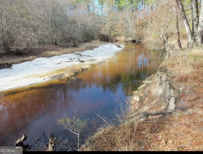a view of a lake from a yard