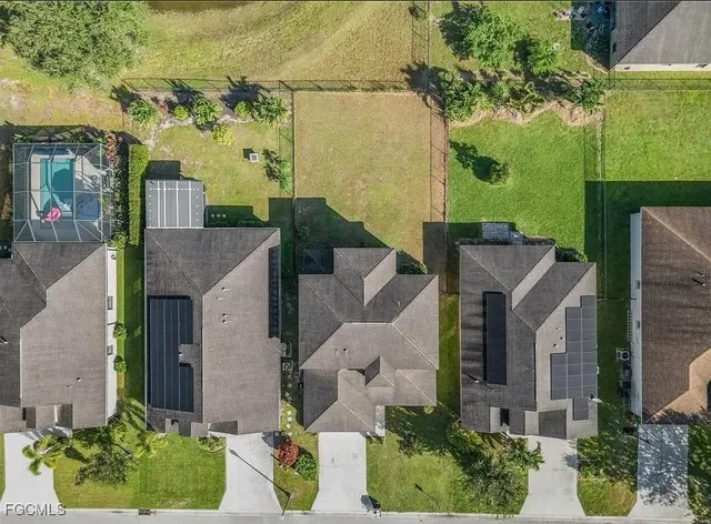 an aerial view of a house