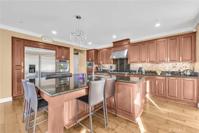 a kitchen with lots of counter top space