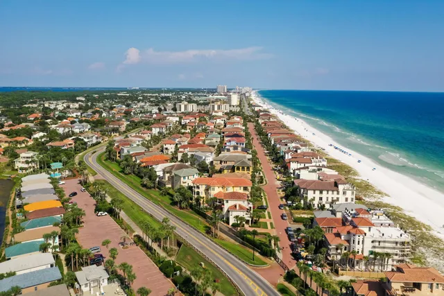 a view of a building with a street