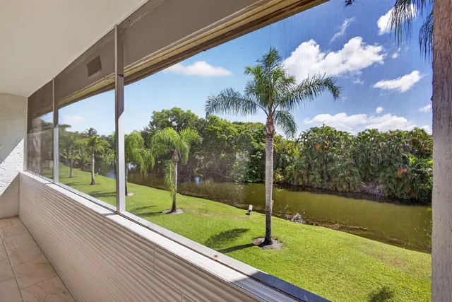 a view of a garden with a slide