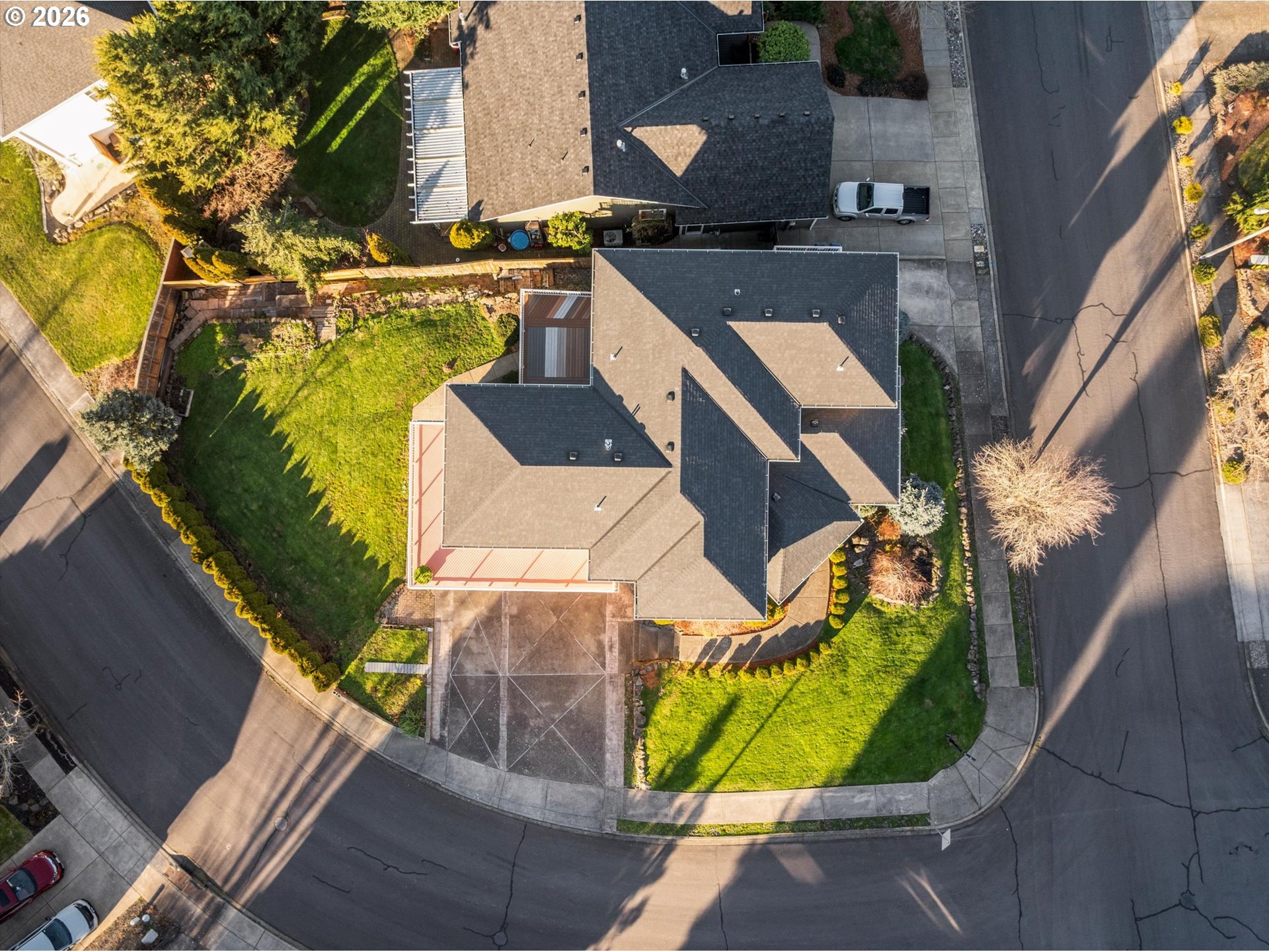 1727 Northwest Ogden Street Camas, WA 98607 - Photo 3 of 48 an aerial view of a house with a garden and swimming pool