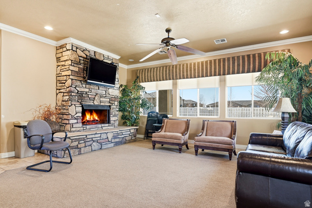 1177 Northfield Road, Unit 26 Cedar City, UT 84721 - Photo 37 of 45 Stone-clad fireplace with a built-in hearth and television mount