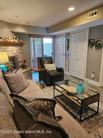 a living room with furniture