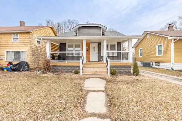 front view of a house with a porch