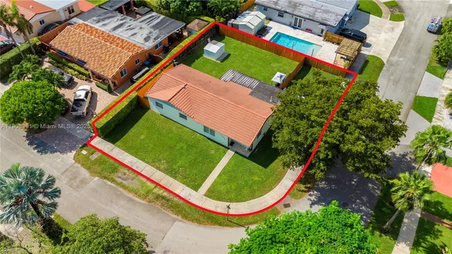 an aerial view of a house