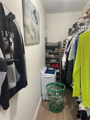 a living room with a couch and a potted plant