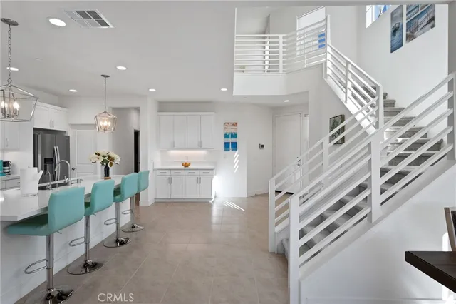 a bedroom with a bed and a table