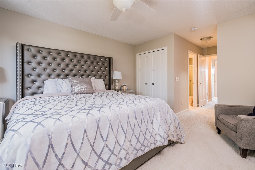1365 Cascade Circle West Canton, OH 44708 - Photo 21 of 31 Bedroom with carpet floors, ceiling fan, and a closet