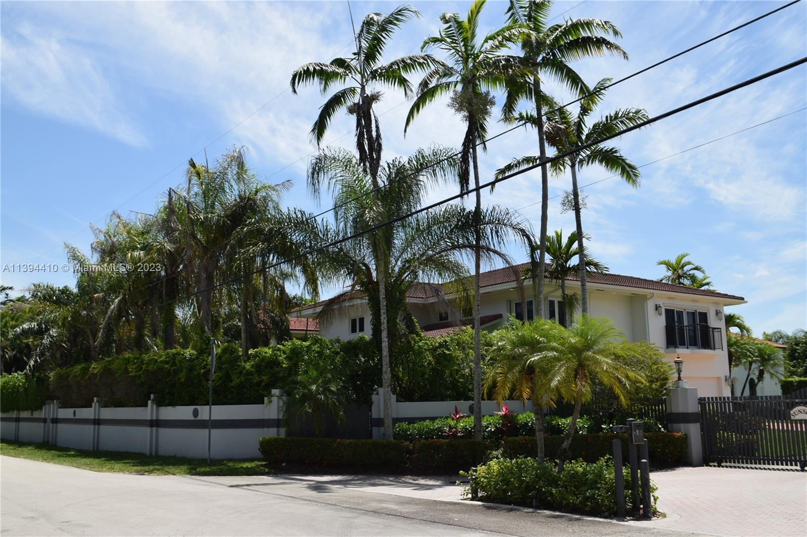 a palm tree sitting in front of a house with palm trees