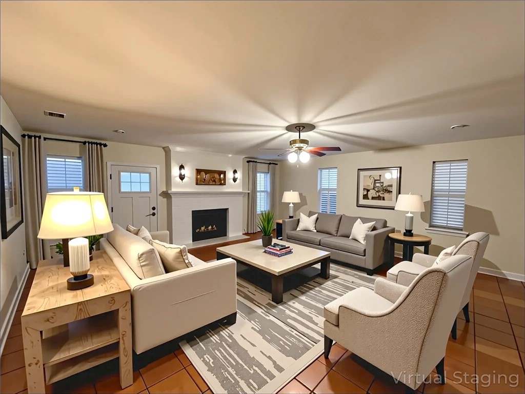 296 County Road 1601 Alice, TX 78332 - Photo 19 of 38 a living room with furniture a fireplace and a chandelier