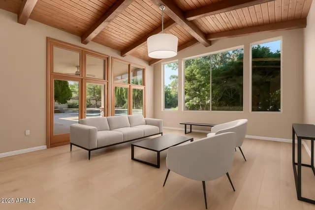 a living room with furniture