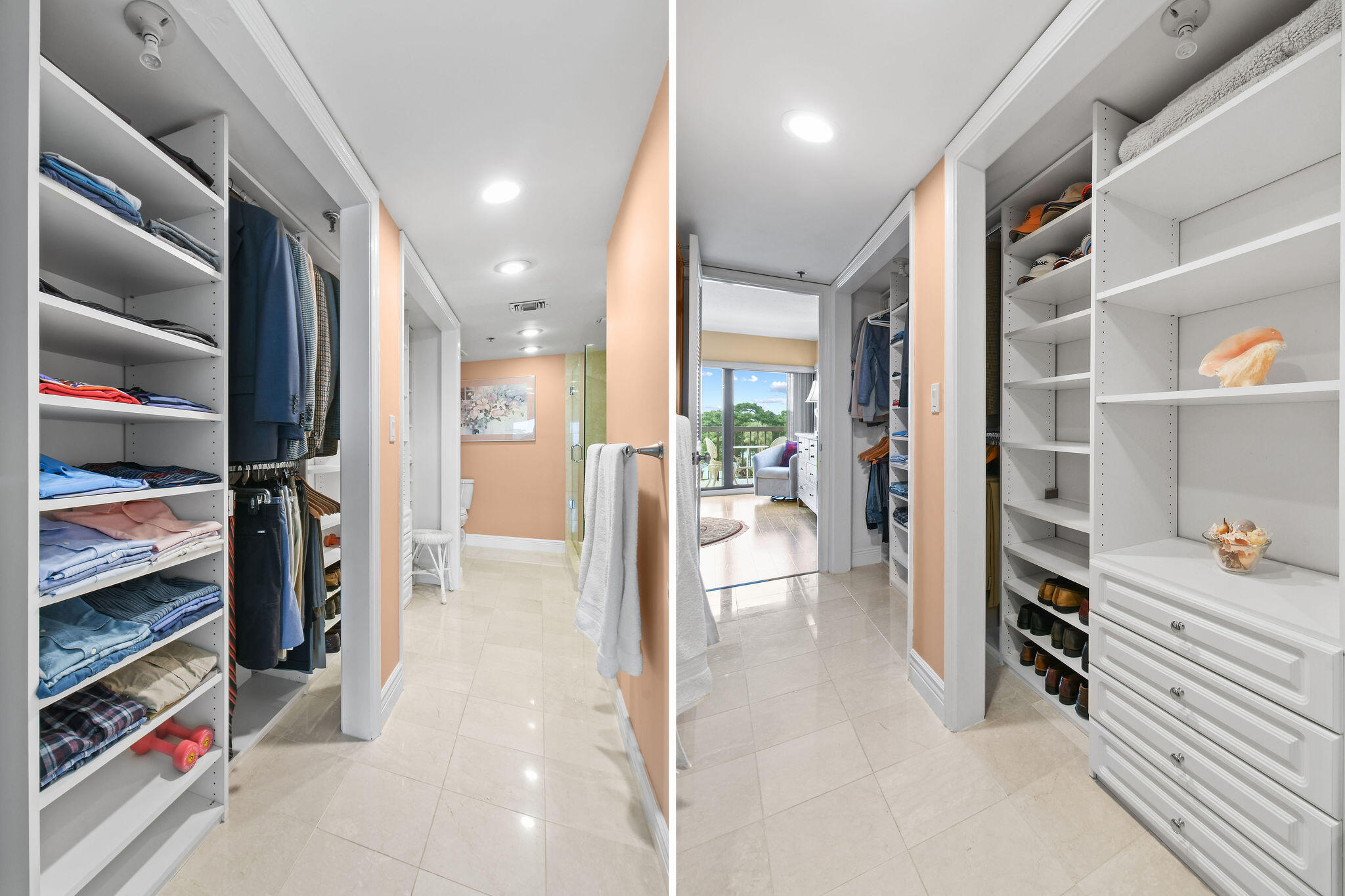 364 Golfview Road, Unit 506 North Palm Beach, FL 33408 - Photo 32 of 44 a view of walk in closet with clothes and shoes