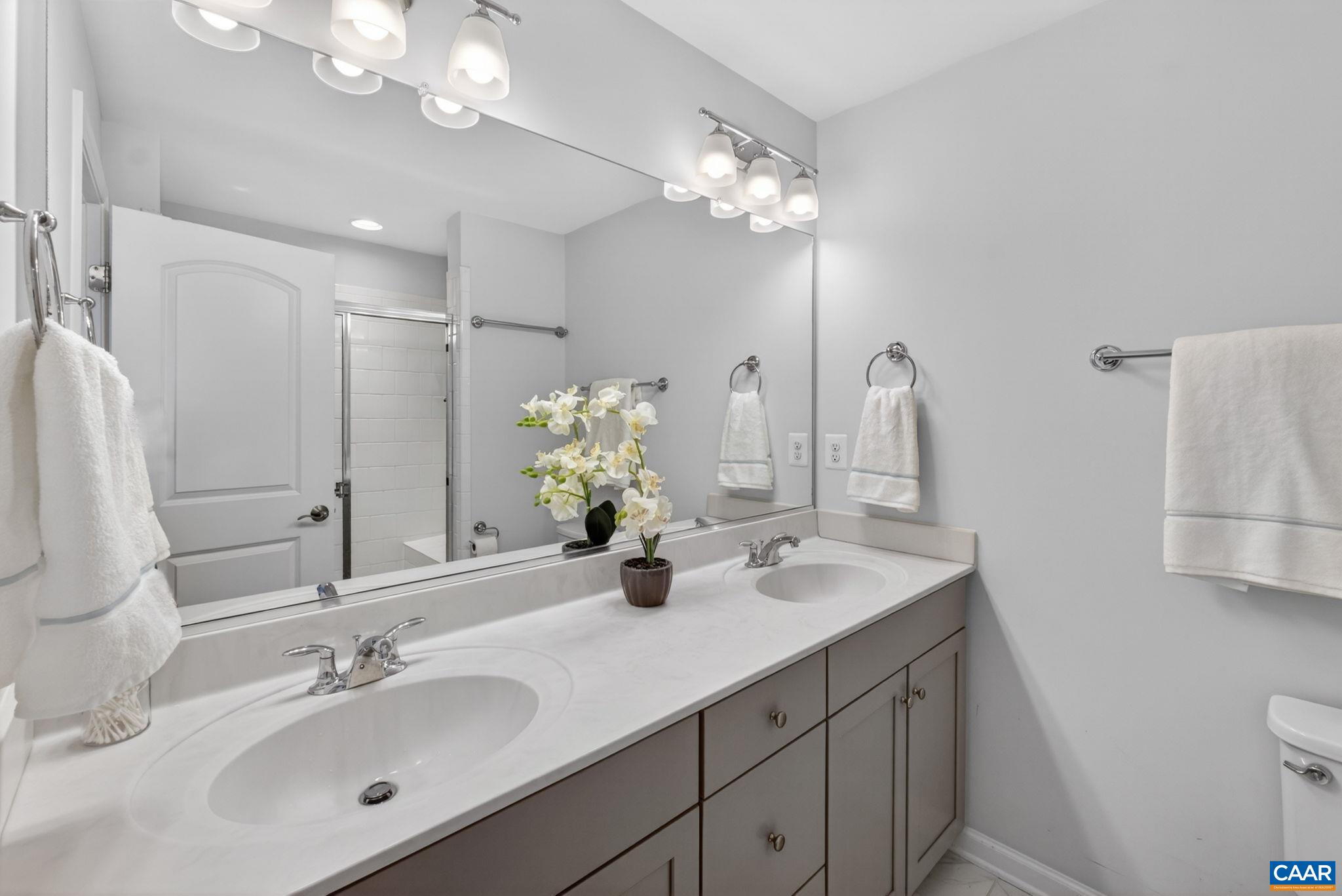4418 Alston Street Crozet, VA 22932 - Photo 17 of 41 a bathroom with a sink double vanity and a mirror