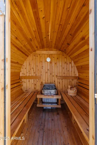 a view of outdoor space with wooden floor