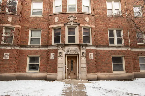 a front view of a building