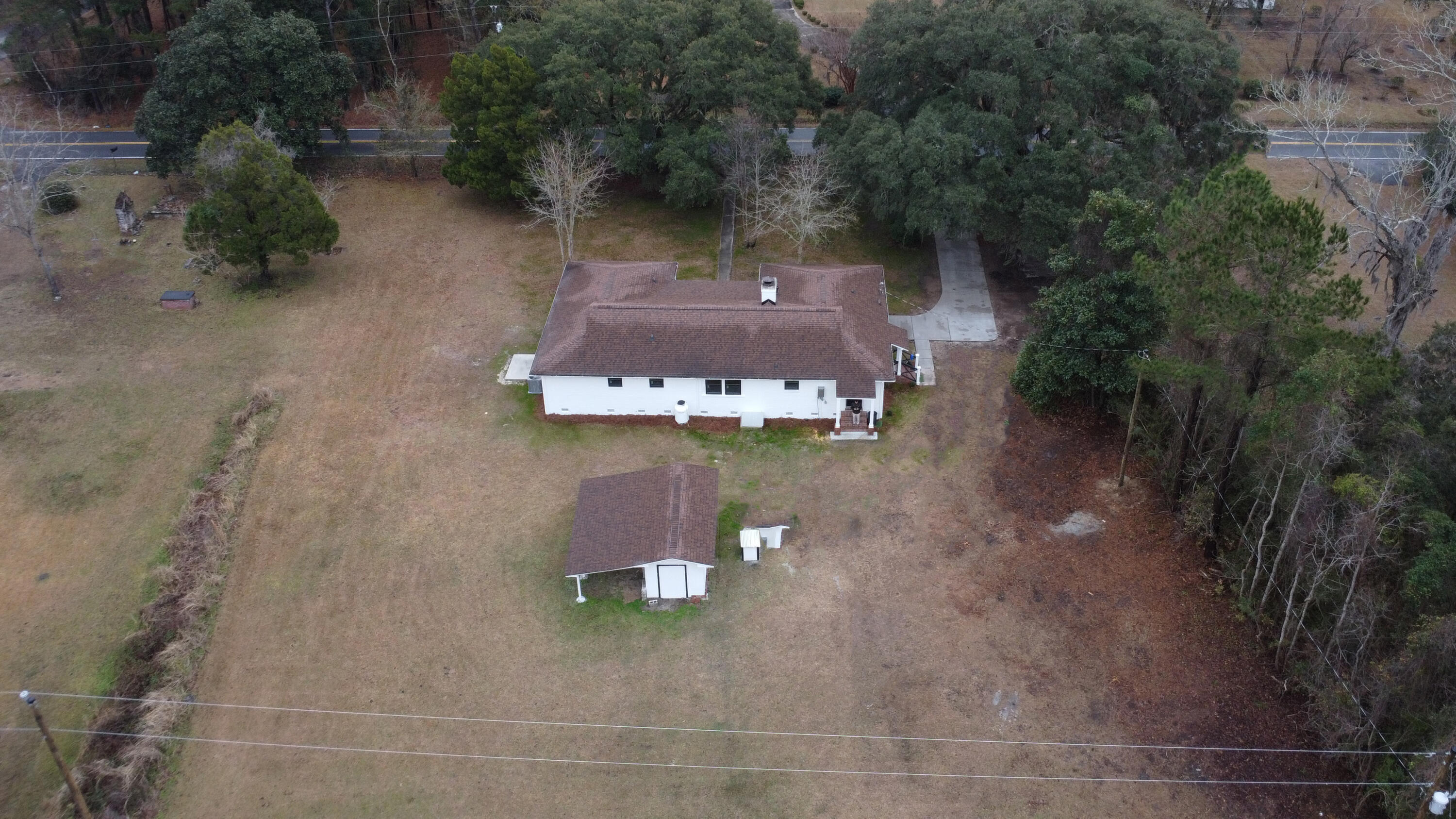 488 Society Road McClellanville, SC 29458 - Photo 32 of 36 54-Aerial Back Yard