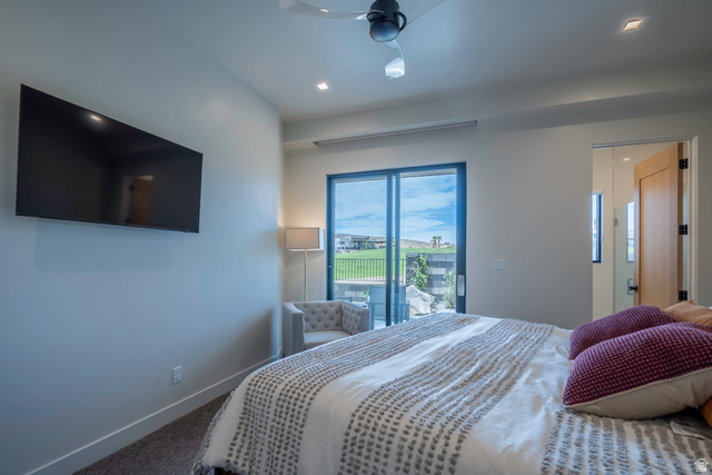 3606 South Cypress Road Hurricane, UT 84737 - Photo 50 of 69 Carpeted bedroom with a ceiling fan, access to outside, and recessed lighting