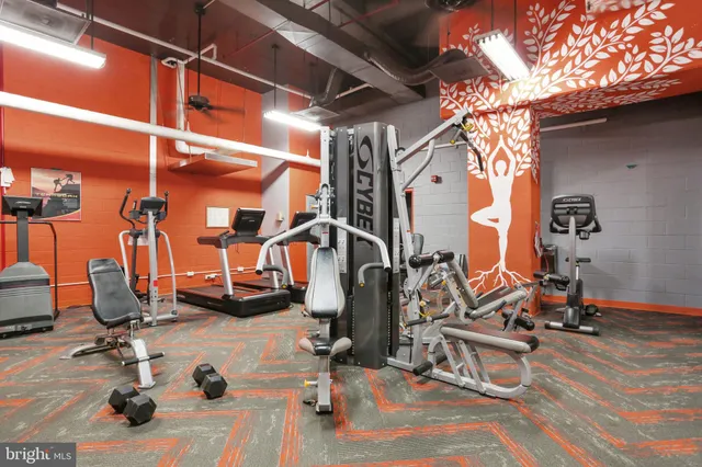 a view of a room with gym equipment