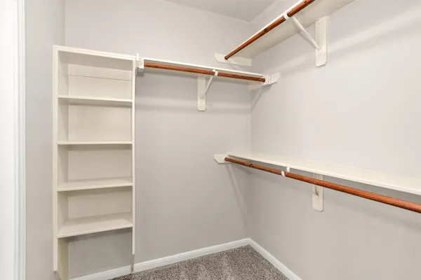 a view of an empty walk in closet