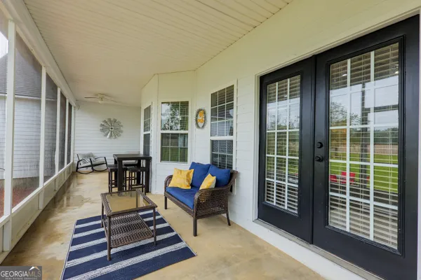 a outdoor view with a sitting space