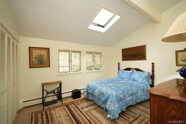 a living room with furniture potted plant and a large window