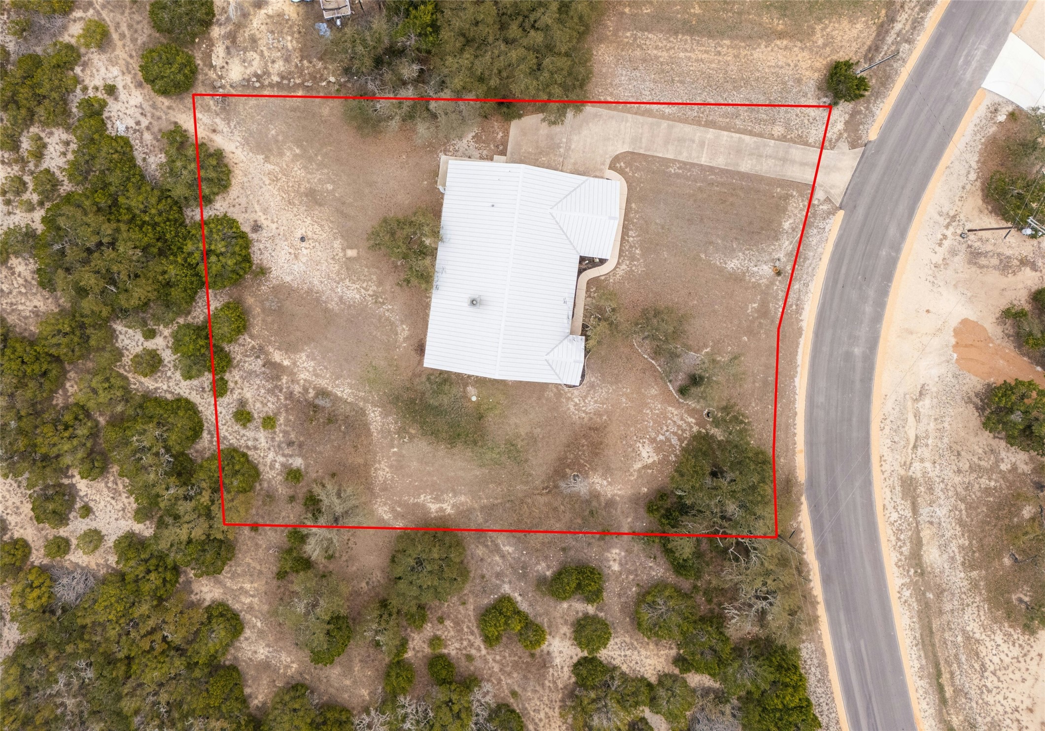 1370 Sunset View Fischer, TX 78623 - Photo 27 of 29 Aerial View of just Lot 5 with approximate lot lines. Lot 4 sits just to the left when looking from street. Together, they make approximately 1.14 acres for you to enjoy.